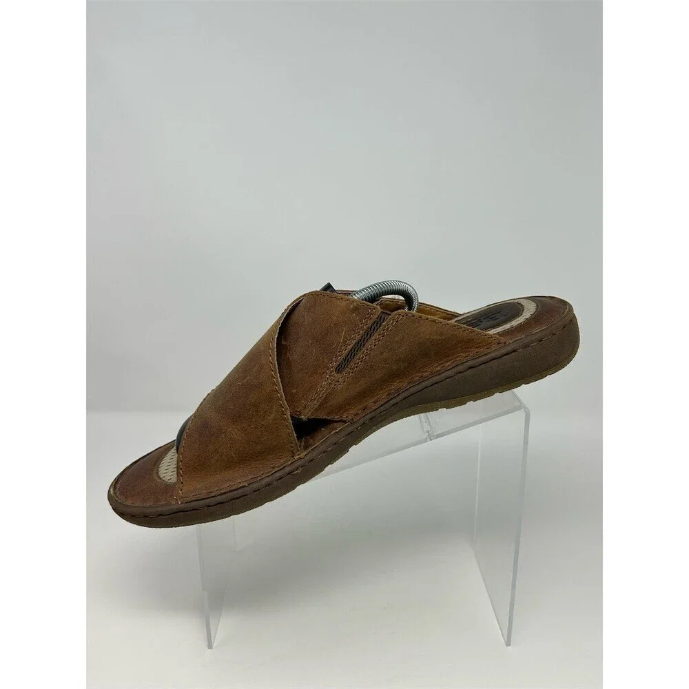 Born Men's Slide Sandals Brown Cross Strap Slip-On Comfort Casual Size 13